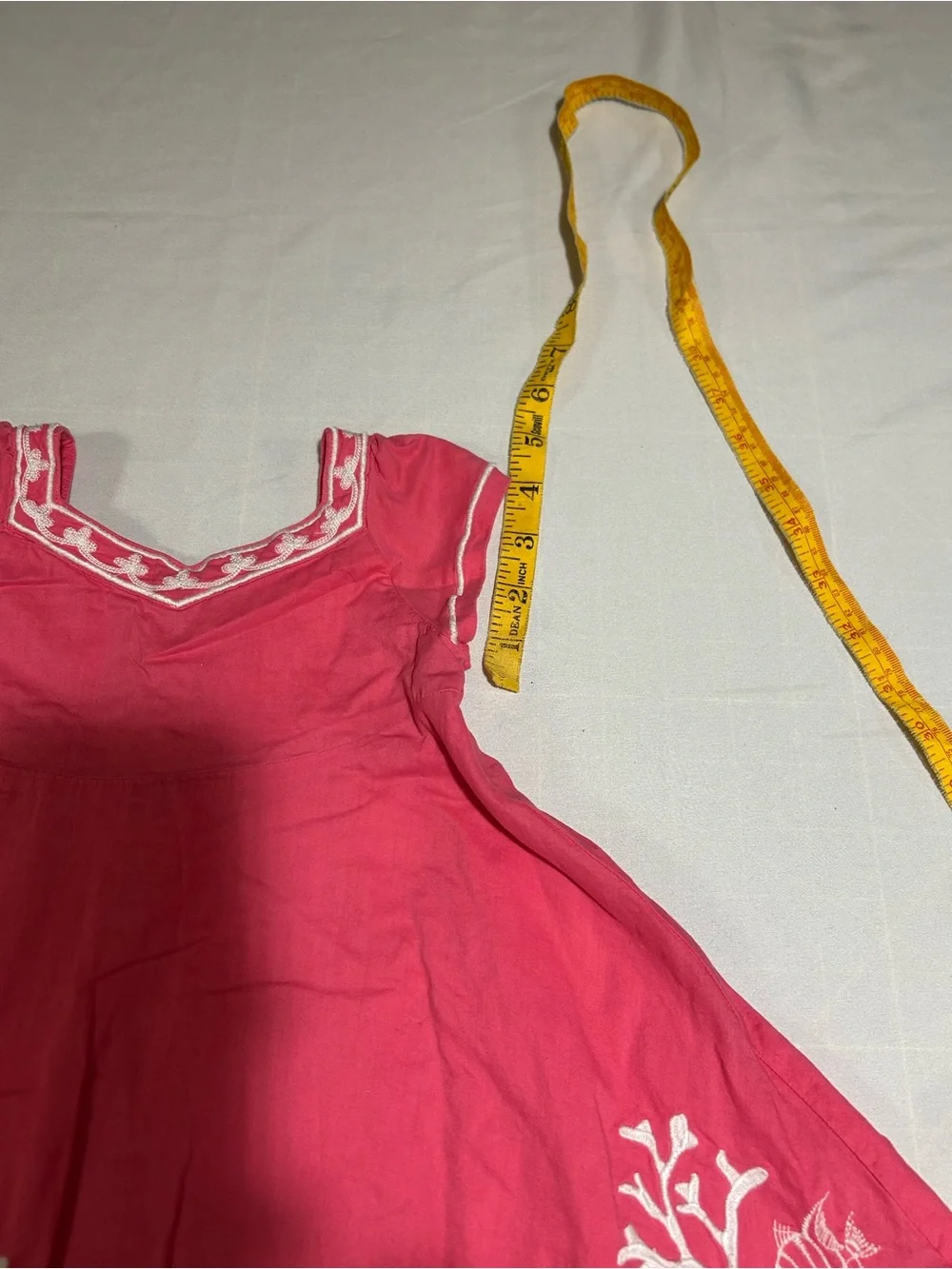 Gymboree Girls 12-18 Months Pink Sea Embroidered Handkerchief Hem Dress Beach
